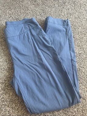 Straight Leg Pinstripe Pants in Slate Blue
